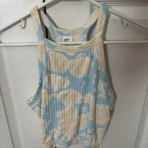 Sky Blue and Cream Women's Tank Top